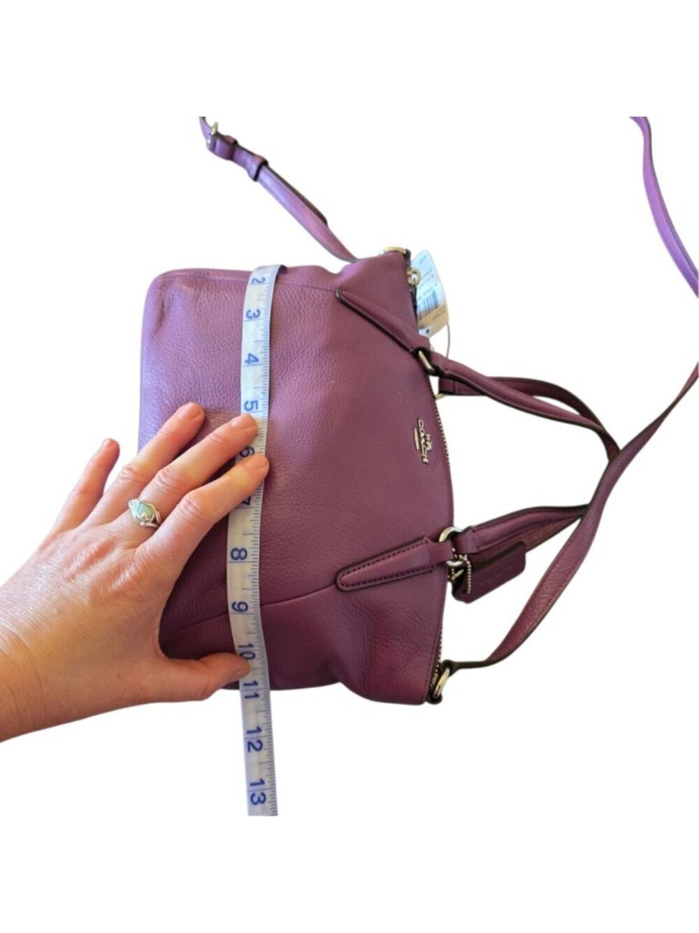 Coach Mini Kelsey Satchel Mauve Purple Pebbled Leather Crossbody Bag F57563 NWT - Picture 8 of 16